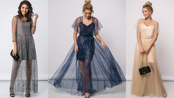 Длинное платье в пол из летящей ткани