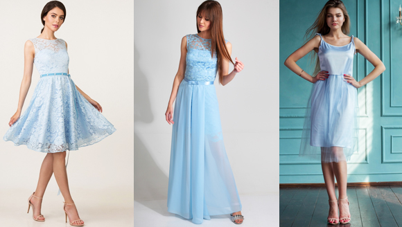 Платья на выпускной в голубом цвете