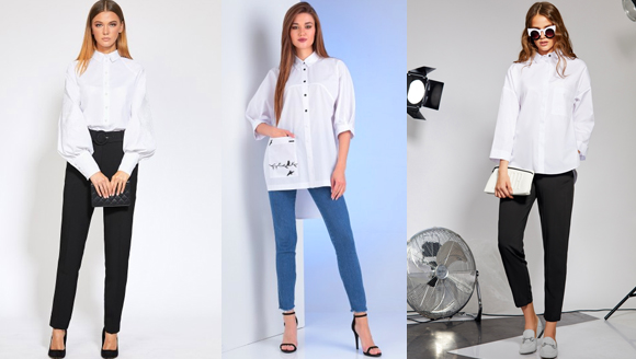 Белые рубашки прямого кроя