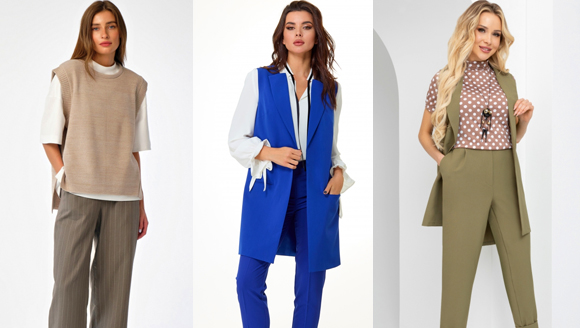 многослойный образ с жилетом