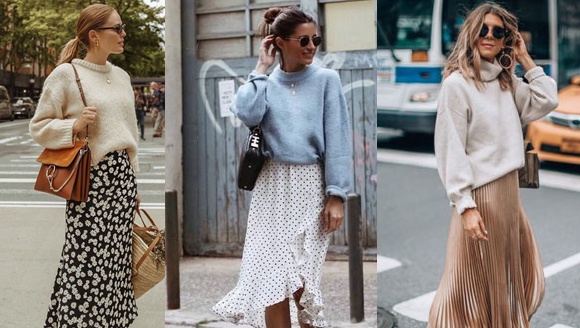 многослойный образ со свитером