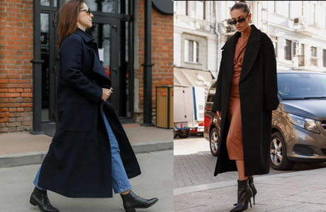 Длинное черное пальто