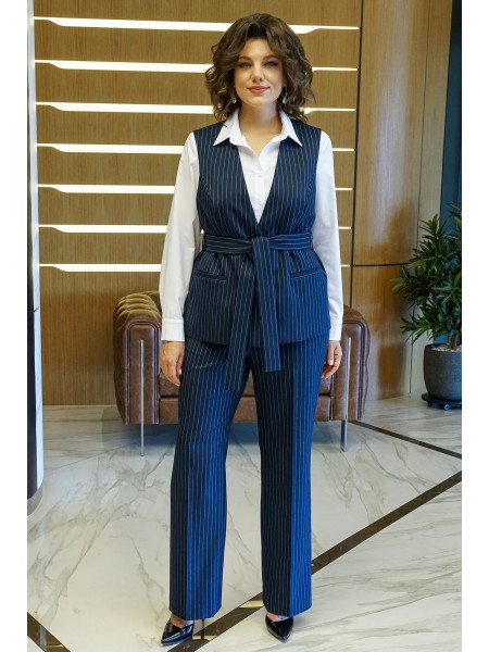 2411 белая блуза+синий в полоску