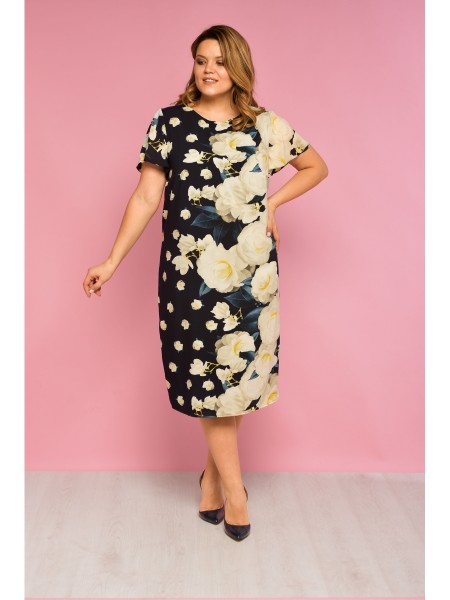 509 цветочный принт на темно синем фоне