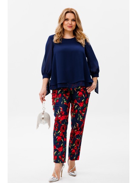 1390 синий, розы