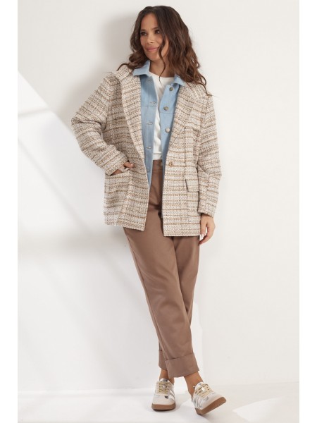 2542 коричневый+голубой