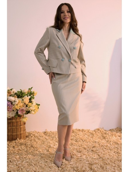 2619 серо-бежевый в бирюзовую полоску