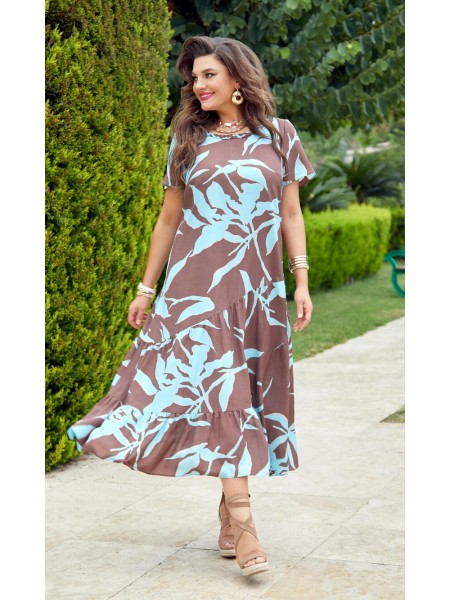 24923 коричневый+голубой принт