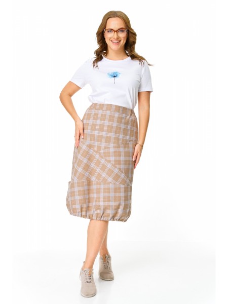 М-7639 белый, бежевый в клетку