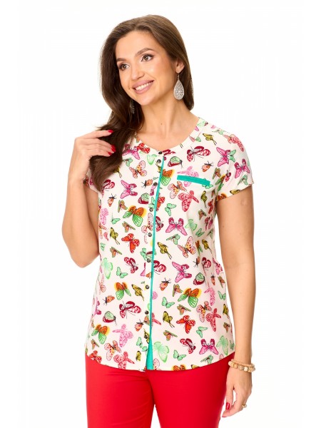 4041 белая с принтом бабочки