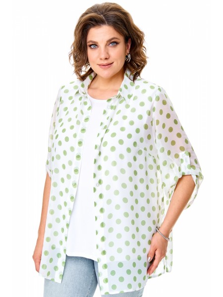 5030 белый с крупными зелеными горохами