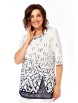 Блузка артикул: 4062 белый с темно-синим от Abbi - вид 1