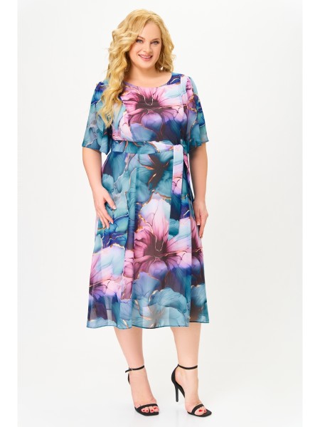 827 бирюзово-розовые цветы