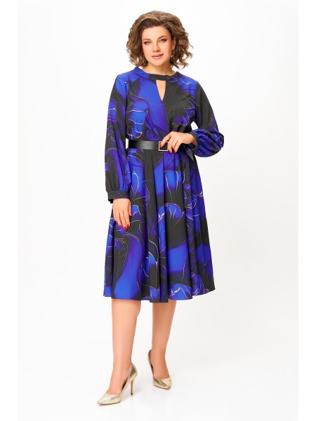 679.4 ультрамарин, принт «чёрно-золотые цветы»