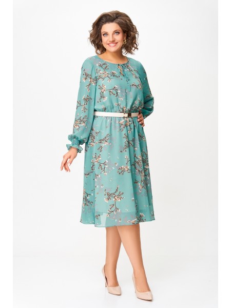 819.1 бирюзовый, принт «коричневые веточки»