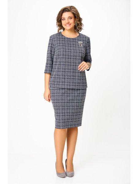 877 графит, молочный принт клетка