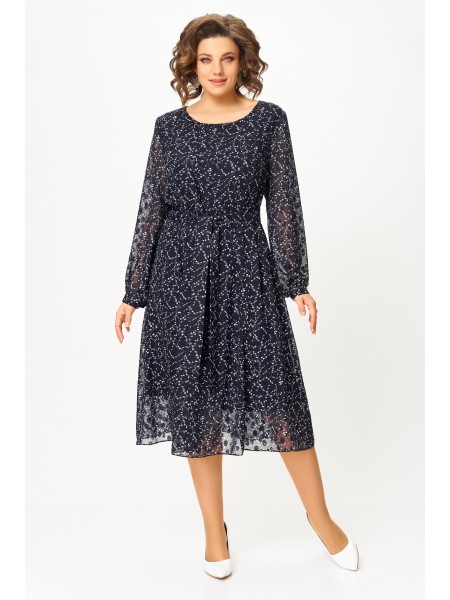 881 тёмно-синий, принт «белые веточки»