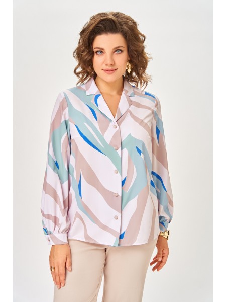 772.4 пудровый, в мятный, бежевый и ярко-голубой принт