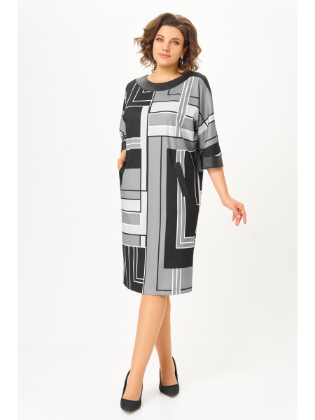 888 принт «геометрия» в чёрном, сером и молочном цветах