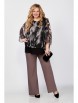 Брючный костюм артикул: 1394 бежево-черный капучино от VOLNA - вид 1